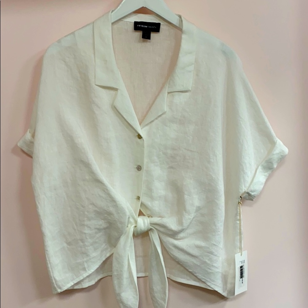Fifteen Twenty Cuffed Linen Top